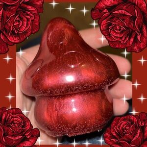 Deep Red Mushroom Figurine Tabletop Resin Decor